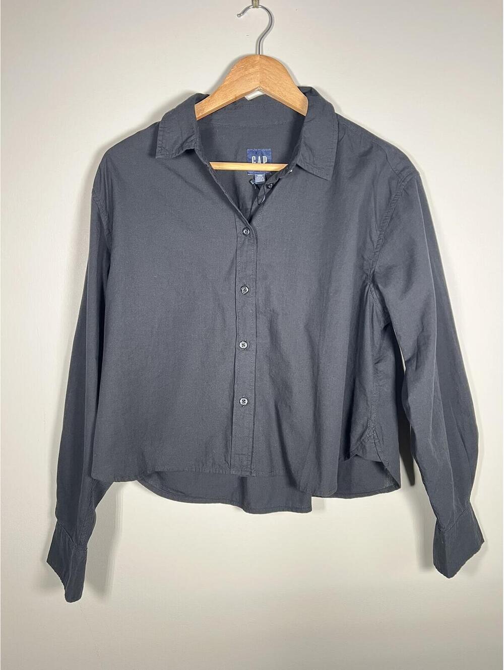NEW Gap Cropped Button Up Shirt Women's Medium 100% Cotton